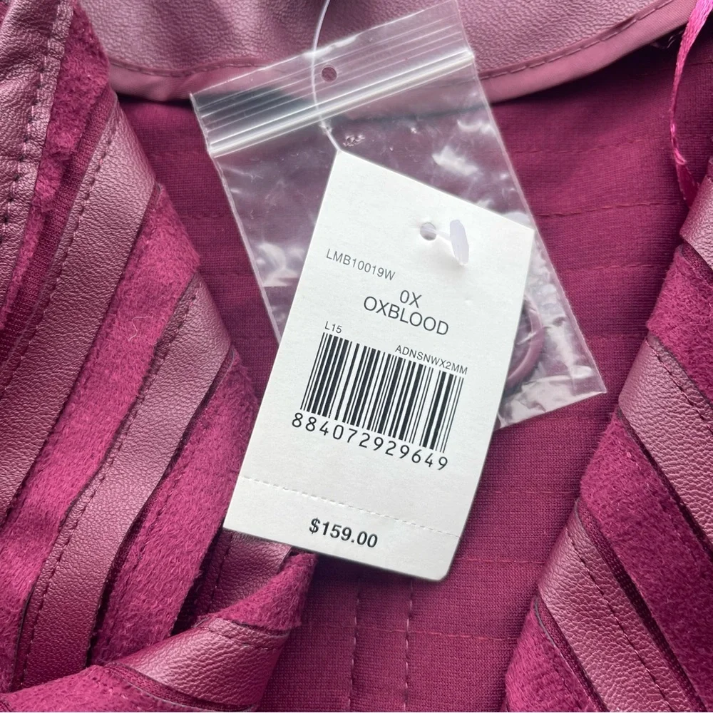 NWT The Limited Oxblood Moto Jacket, Size 0X , Faux Leather
